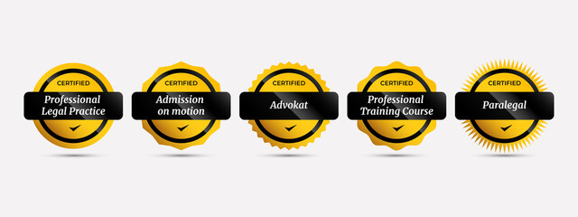 Poster - certified badge with luxury yellow and black. professional certification law in multiple categories.