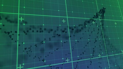 Poster - Animation of green grid and black particles forming dna helix on green background