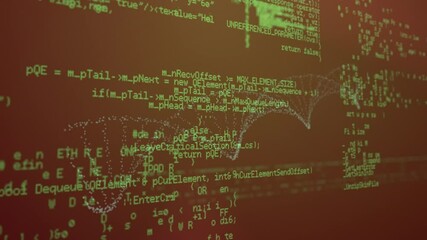 Poster - Animation of processing data and dna helix rotating on brown screen