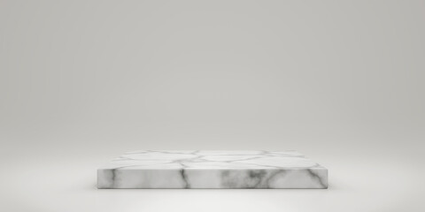 Poster - blank light pastel gradient background with marble square product display platform. empty studio wit