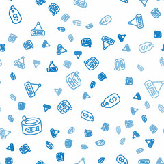 Poster - Set line Canned fish, Price tag with dollar and Hanging sign Closed on seamless pattern. Vector