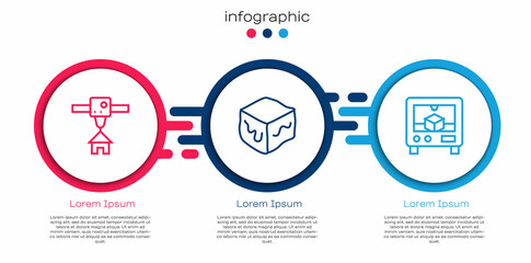 Set line 3D printer house, Isometric cube and . Business infographic template. Vector