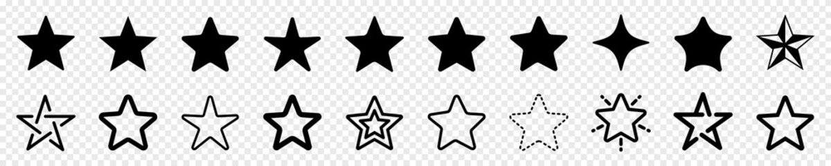 Wall Mural - Star icon set. Different shape stars collection. vector illustration