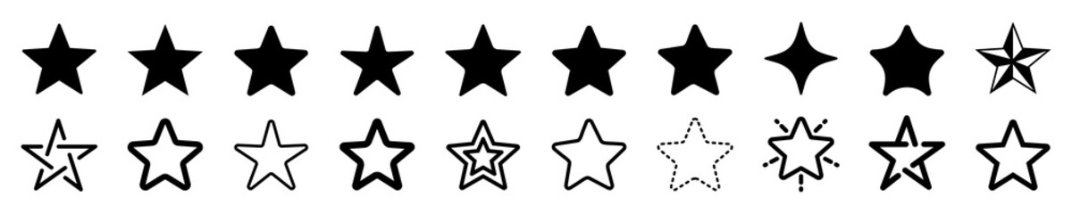 Wall Mural - Star icon set. Different shape stars collection. vector illustration