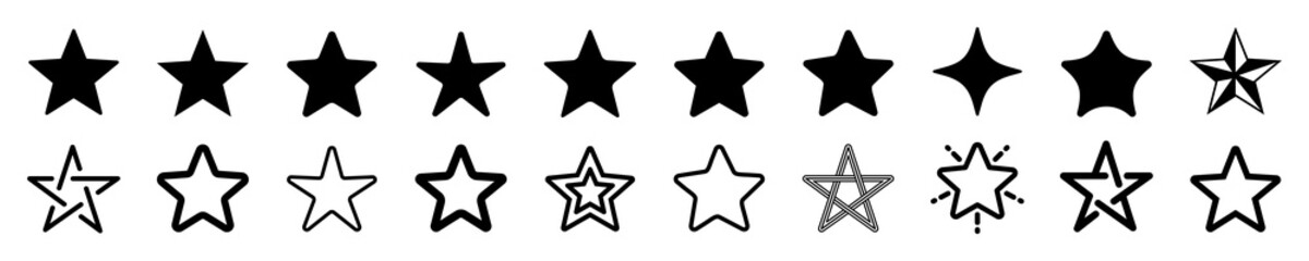 Wall Mural - Star icon set. Different shape stars collection. vector illustration