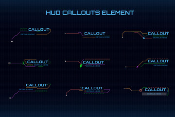 Aufkleber - Abstract Callouts Futuristic Infographic Frame Template Vector. UI Technology Information for Game, Screen, Status Report Illustration.