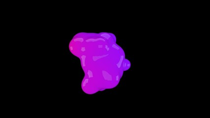 Wall Mural - 3D animation of Abstract smooth liquid shape. 4k seamless loop 3D animation. Smooth animation of bubbles, metaball with inner glow. alpha matte isolated on black background.