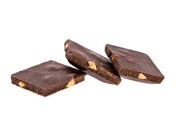 Poster - three chocolate bars with nuts on top of each other isolated on white background
