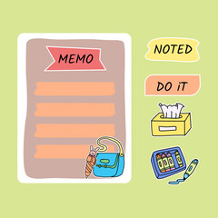 Poster - Memo scrapbook design with stickers 05