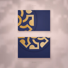 Wall Mural - Visiting business card in dark blue with vintage gold pattern for your business.