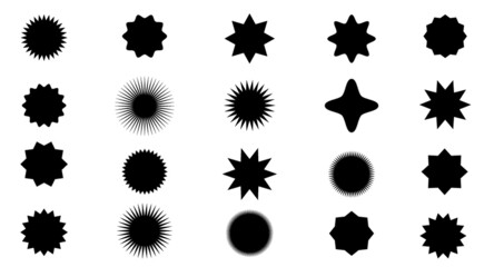 Abstract Sunburst vector badges set, isolated	
