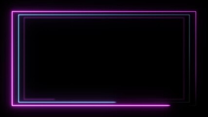 Poster - Animated pink blue neon glowing frames background. Bright vibrant seamless loop animation of 4K border. Futuristic light effect isolated on black backdrop fit for show, presentation, music, promotion