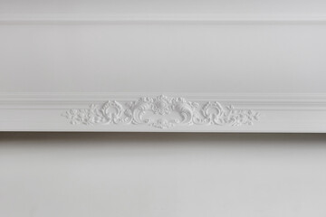 Wall Mural - Detail of corner ceiling cornice with intricate crown molding.