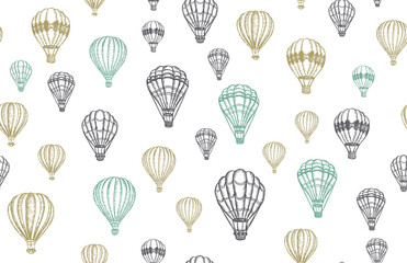 Wall Mural - Hot air balloons flying, Hand drawn illustration.	