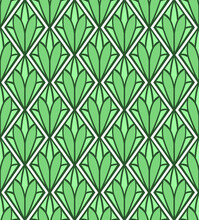 Green Diamond Abstract Geometric Lottus Like Pattern