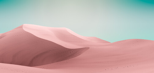 pale pink dunes and dark teal sky. desert dunes landscape with contrast skies. minimal abstract back