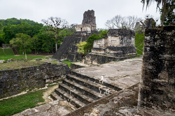 Wall Mural - The 'Temple of the masks' or 'Temple II' on the Maya ruin site of Tikal, Peten, Guateamala