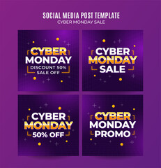 Wall Mural - cyber monday square banner template. Promotional banner for social media post, web banner and flyer