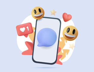 Aufkleber - Social media creative idea. Realistic 3d design. Concept Online social network. Business communication applications.