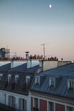 Fototapeta Paryż - moon and moonlight over the roofs of Paris Montmartre 