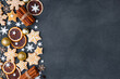 Christmas background with gingerbread cookies