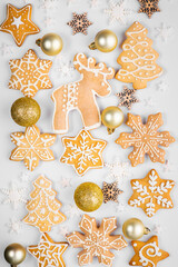 Wall Mural - Christmas texture background with gingerbread