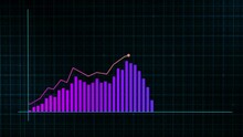 Growing Line Graph Of A Digital Income Growth Chart Made In A Technological Style On A High-tech Grid Background. Concept For Presentations, Advertising And Showing Profitability And Statistics
