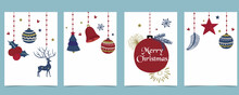 Collection Of Chritsmas Background Set With Deer,firework,ribbon