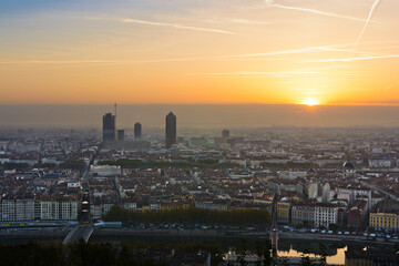 Wall Mural - Sunrise at Lyon city, France, Europe