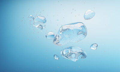 Underwater bubbles rise in the air.concept for cosmetic design.-3d rendering..