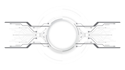 Wall Mural - grey white abstract technology background with various technology elements hi-tech communication con