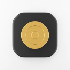 Poster - Golden goal icon. 3d rendering black square key button, interface ui ux element.