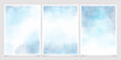 light cyan blue watercolor wet wash splash 5x7 invitation card background template collection