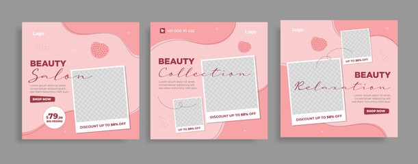 Beauty Center Makeup Social media post Banner Square Flyer Template Design