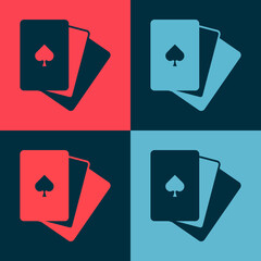 Wall Mural - Pop art Deck of playing cards icon isolated on color background. Casino gambling. Vector