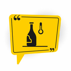 Poster - Black Wine temperature icon isolated on white background. Yellow speech bubble symbol. Vector