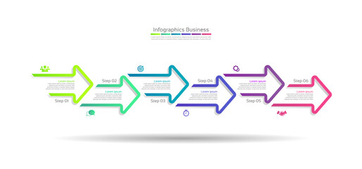 Presentation business infographic template  colorful with 6 step