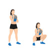 © lioputra - Woman doing Kettlebell goblet squat exercise. Flat vector illustration isolated on white background. workout character set