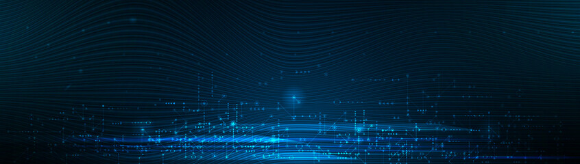 Aufkleber - Vector Abstract circuit board, Illustration high tech computer, engineering, science and information technology on dark blue color background. Hi-tech digital technology and futuristic concept
