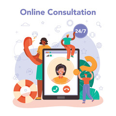 Wall Mural - call center or technical support online service or platform. consultant