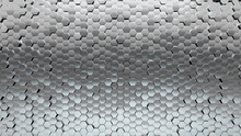 Silver, 3D Wall Background With Tiles. Polished, Tile Wallpaper With Luxurious, Hexagonal Blocks. 3D Render