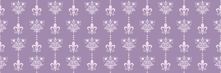 Wall Mural - Cute background image in Indian style with floral decorative elements on purple backdrop for your design. Seamless background for wallpaper, textures.