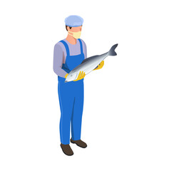 Wall Mural - Fish Processing Worker Composition