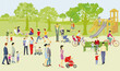 Familien und Personen in der Freizeit im
Park, llustration