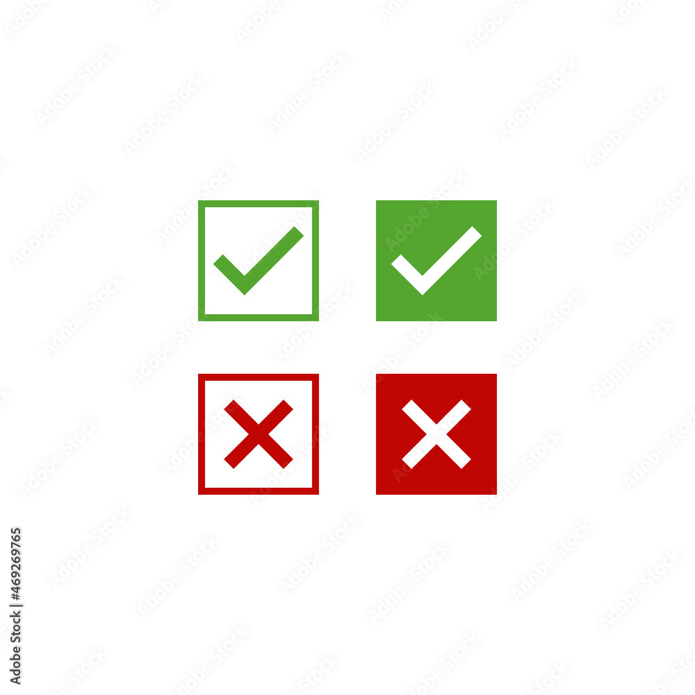 Check mark icon vector illustration. Tick symbol. Click button isolated ...