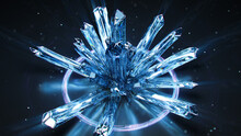 Druse Of Raw Blue Crystals 3D Rendering