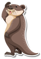 Wall Mural - Cute otter wild animal cartoon sticker