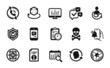 © blankstock - Vector set of Music making, Online voting and Technical info icons simple set. Face id, Augmented reality and Alarm clock icons. Exam time, Confirmed and Call center signs. Vector