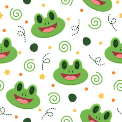 Wall Mural - Cute frogs cartoon pattern  design 