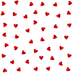 Poster - Red hearts on a white background. Vector stock illustration.